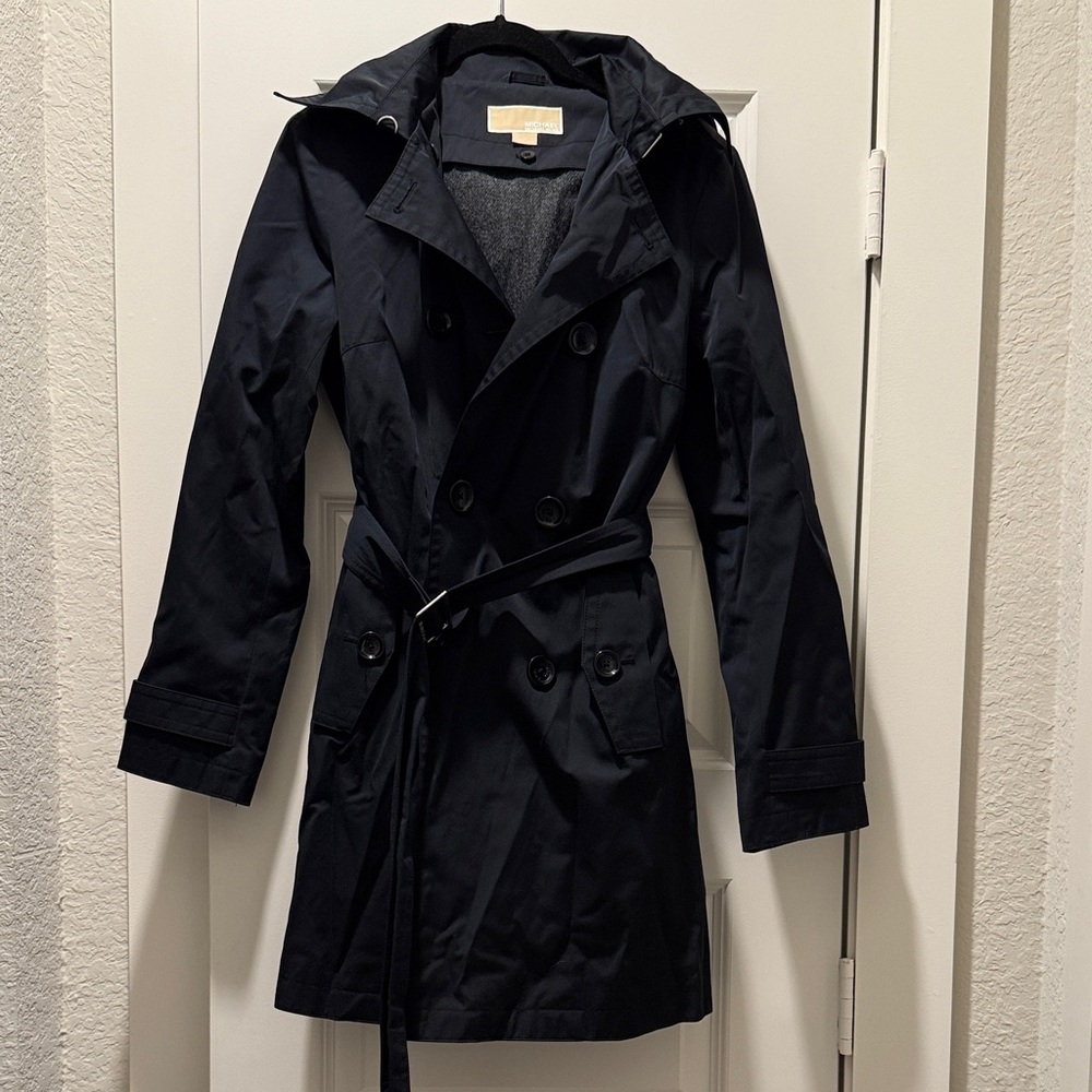 Michael by Michael Kors - Women's Black Double-Breasted Trench Coat